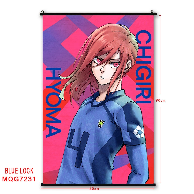 BLUE LOCK Anime black Plastic rod Cloth painting Wall Scroll 60X90CM MQG-7231