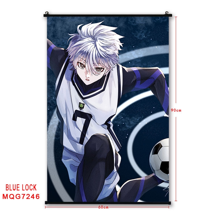 BLUE LOCK Anime black Plastic rod Cloth painting Wall Scroll 60X90CM MQG-7246