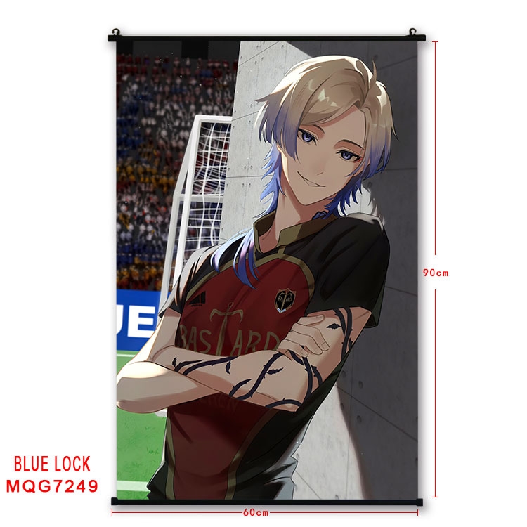 BLUE LOCK Anime black Plastic rod Cloth painting Wall Scroll 60X90CM MQG-7249