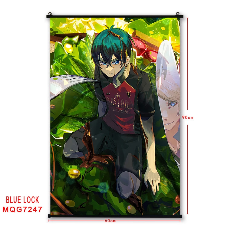 BLUE LOCK Anime black Plastic rod Cloth painting Wall Scroll 60X90CM MQG-7247