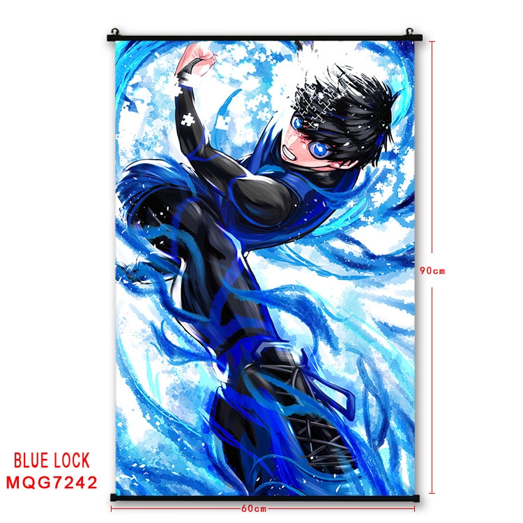 BLUE LOCK Anime black Plastic rod Cloth painting Wall Scroll 60X90CM MQG-7242