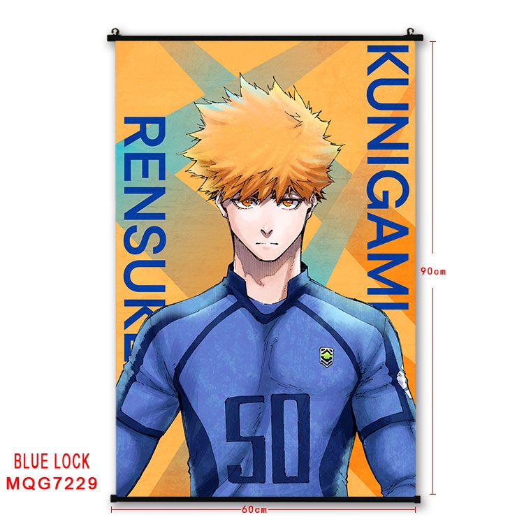 BLUE LOCK Anime black Plastic rod Cloth painting Wall Scroll 60X90CM MQG-7229