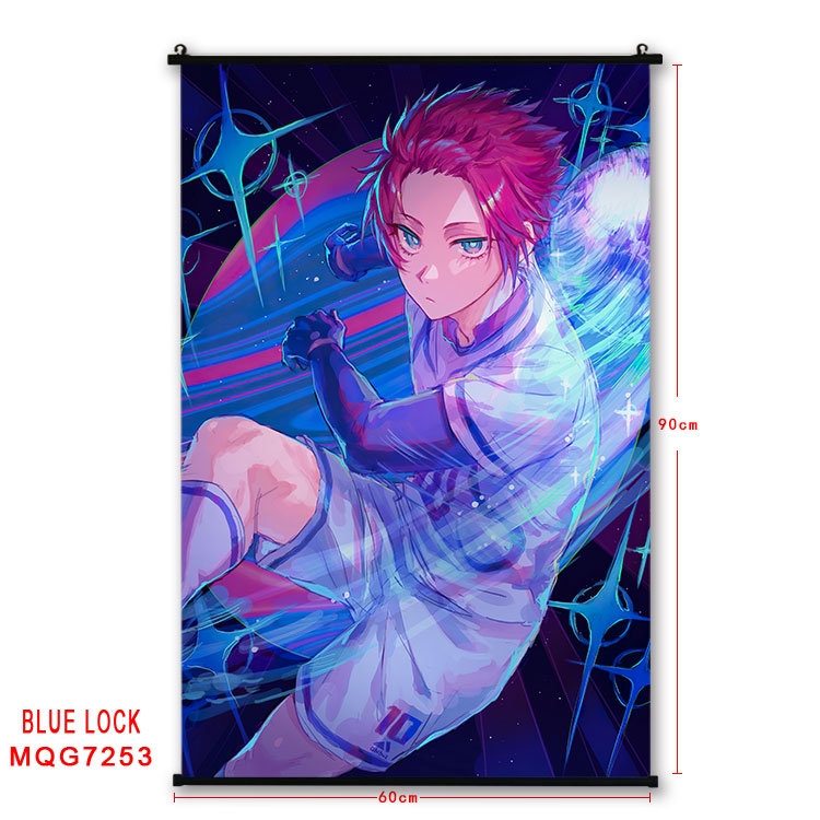 BLUE LOCK Anime black Plastic rod Cloth painting Wall Scroll 60X90CM MQG-7253