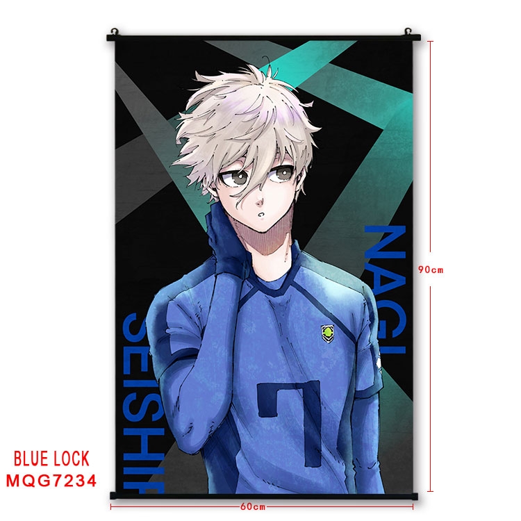 BLUE LOCK Anime black Plastic rod Cloth painting Wall Scroll 60X90CM MQG-7234