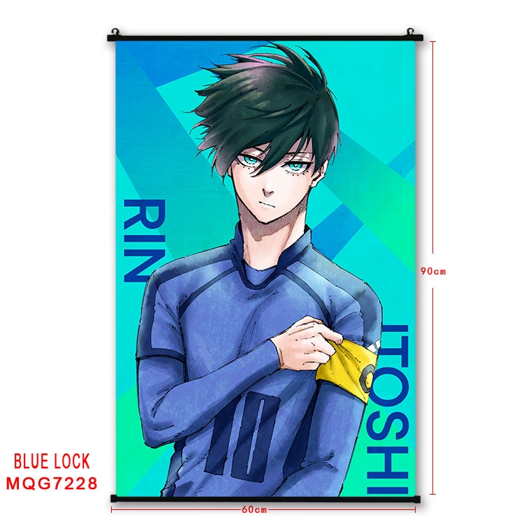 BLUE LOCK Anime black Plastic rod Cloth painting Wall Scroll 60X90CM MQG-7228