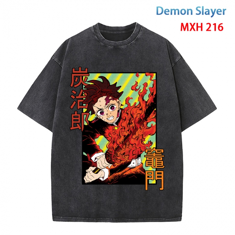 Demon Slayer Kimets Anime peripheral pure cotton washed and worn T-shirt from S to 4XL  MXH 216