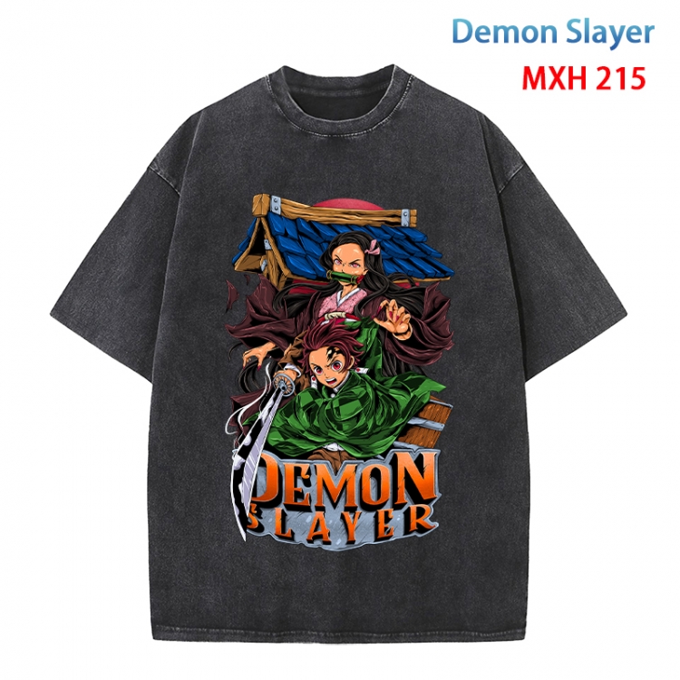 Demon Slayer Kimets Anime peripheral pure cotton washed and worn T-shirt from S to 4XL  MXH 215