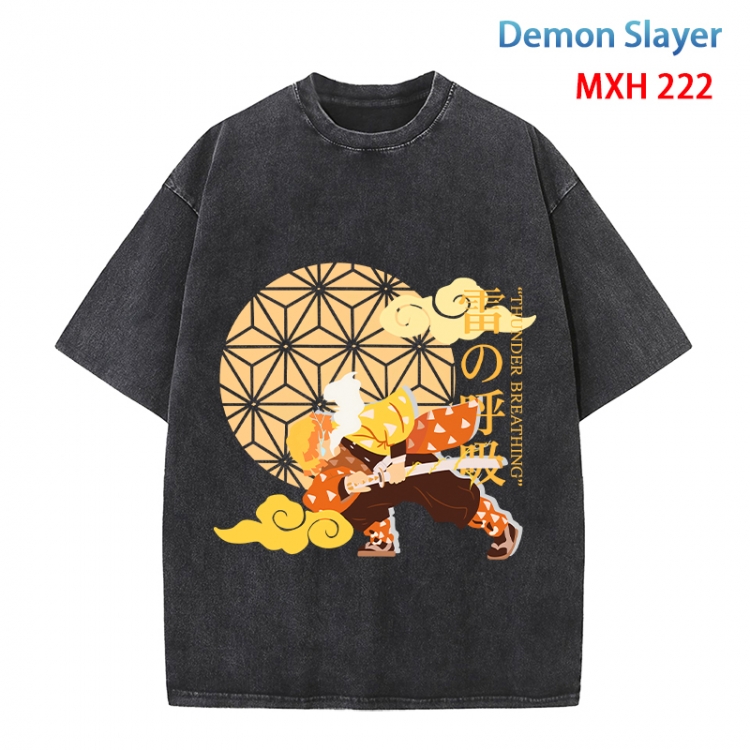 Demon Slayer Kimets Anime peripheral pure cotton washed and worn T-shirt from S to 4XL MXH 222