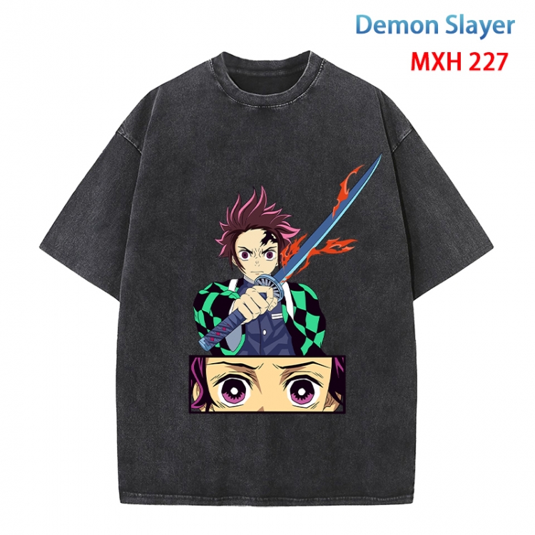 Demon Slayer Kimets Anime peripheral pure cotton washed and worn T-shirt from S to 4XL MXH 227