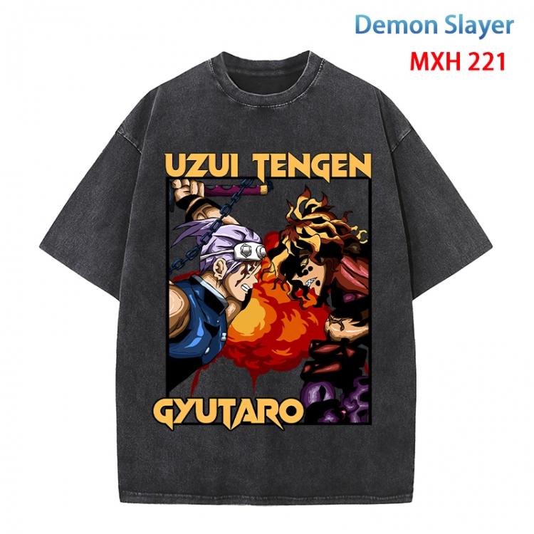 Demon Slayer Kimets Anime peripheral pure cotton washed and worn T-shirt from S to 4XL  MXH 221