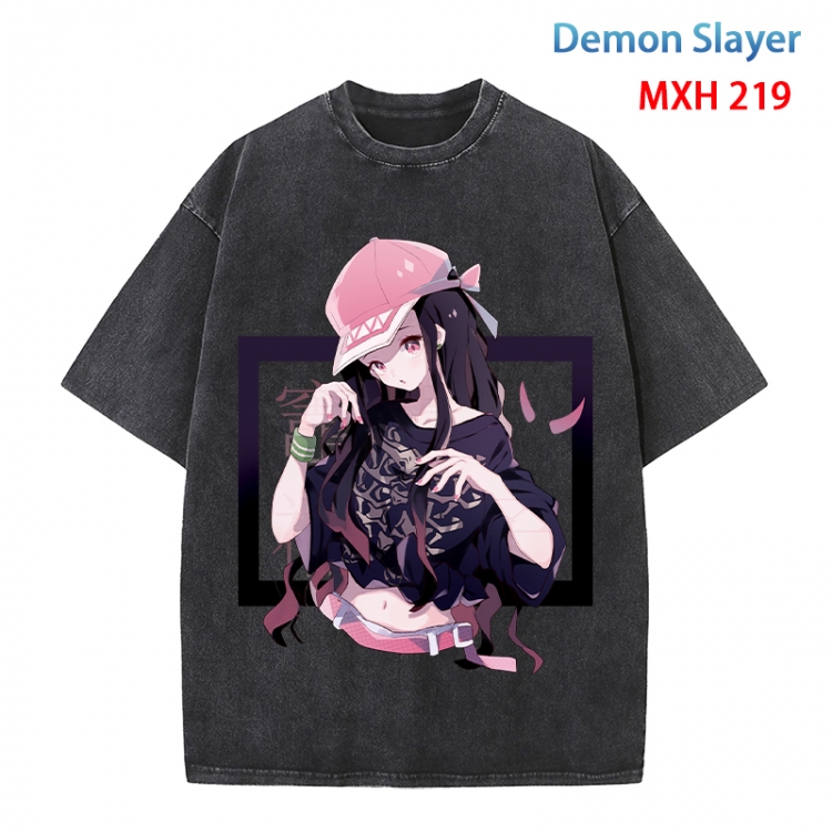 Demon Slayer Kimets Anime peripheral pure cotton washed and worn T-shirt from S to 4XL MXH 219