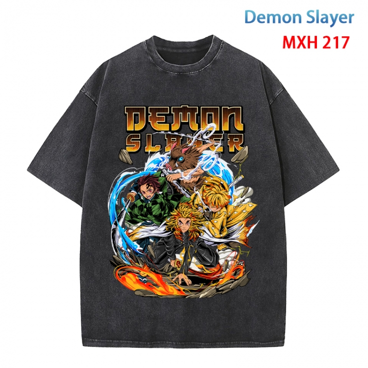 Demon Slayer Kimets Anime peripheral pure cotton washed and worn T-shirt from S to 4XL MXH 217