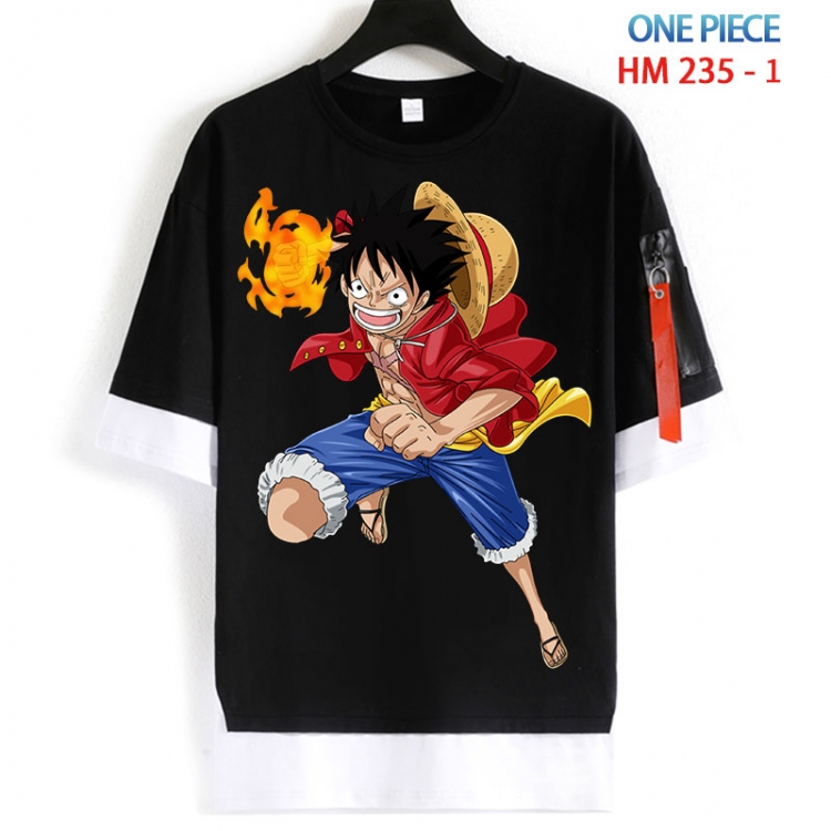 One Piece Cotton Crew Neck Fake Two-Piece Short Sleeve T-Shirt from S to 4XL HM 235 1