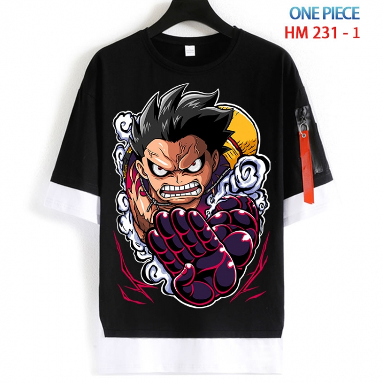 One Piece Cotton Crew Neck Fake Two-Piece Short Sleeve T-Shirt from S to 4XL HM 231 1