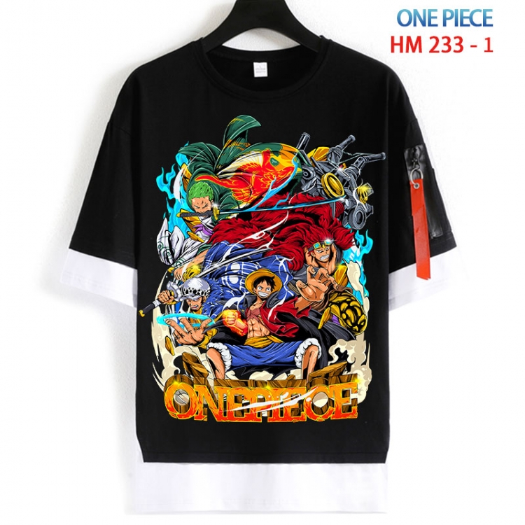 One Piece Cotton Crew Neck Fake Two-Piece Short Sleeve T-Shirt from S to 4XL HM 233 1