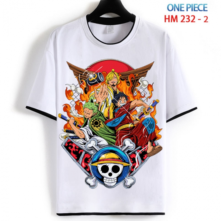 One Piece Cotton crew neck black and white trim short-sleeved T-shirt from S to 4XL  HM 232 2