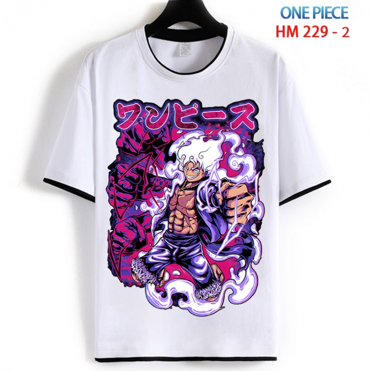 One Piece Cotton crew neck black and white trim short-sleeved T-shirt from S to 4XL HM 229 2