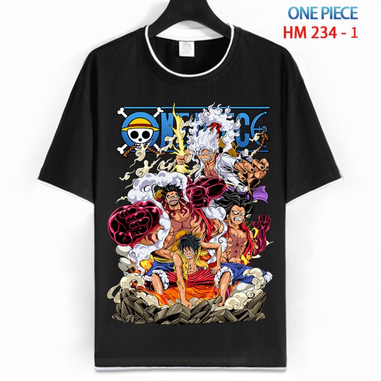 One Piece Cotton crew neck black and white trim short-sleeved T-shirt from S to 4XL HM 234 1
