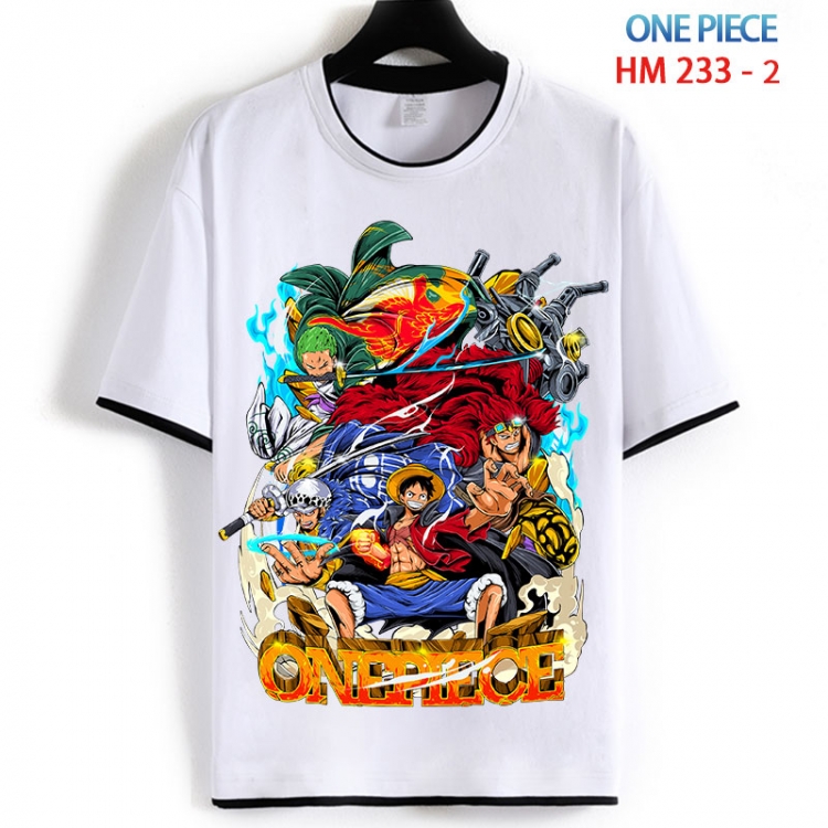 One Piece Cotton crew neck black and white trim short-sleeved T-shirt from S to 4XL HM 233 2
