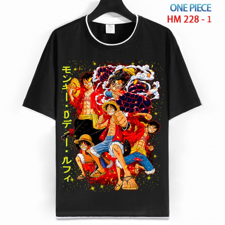 One Piece Cotton crew neck black and white trim short-sleeved T-shirt from S to 4XL  HM 228 1