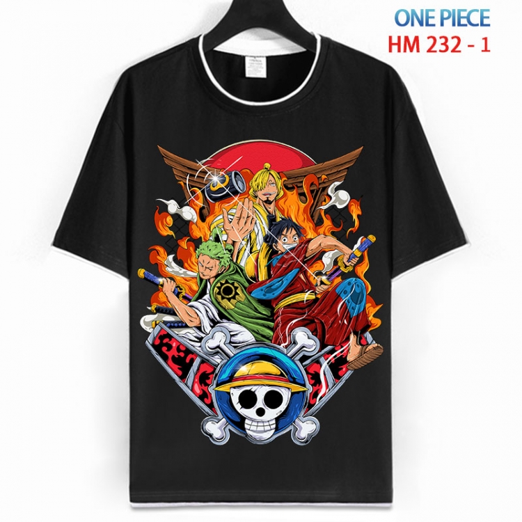 One Piece Cotton crew neck black and white trim short-sleeved T-shirt from S to 4XL HM 232 1