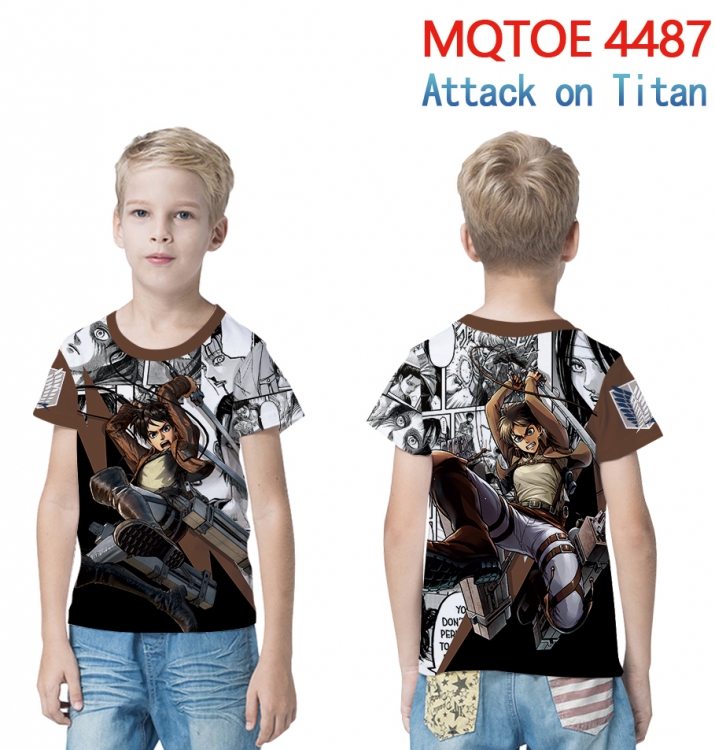 Shingeki no Kyojin full-color printed short-sleeved T-shirt 60 80 100 120 140 160 6 sizes for children MQTOE-4487