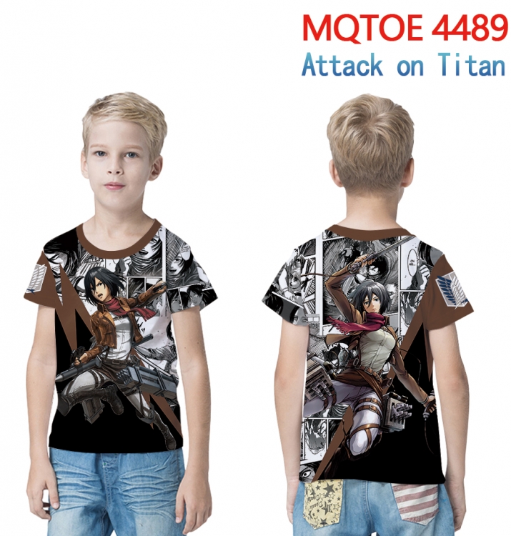 Shingeki no Kyojin full-color printed short-sleeved T-shirt 60 80 100 120 140 160 6 sizes for children MQTOE-4489