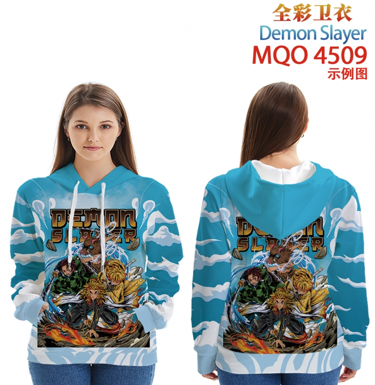 Demon Slayer Kimets Long Sleeve Hooded Full Color Patch Pocket Sweatshirt from XXS to 4XL MQO-4509