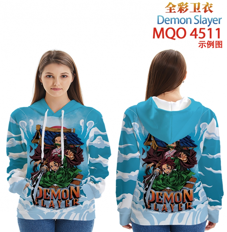 Demon Slayer Kimets Long Sleeve Hooded Full Color Patch Pocket Sweatshirt from XXS to 4XL MQO-4511