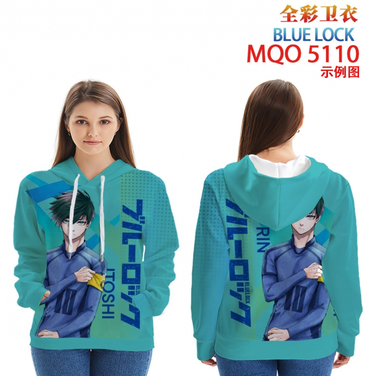 BLUE LOCK Long Sleeve Hooded Full Color Patch Pocket Sweatshirt from XXS to 4XL MQO-5110