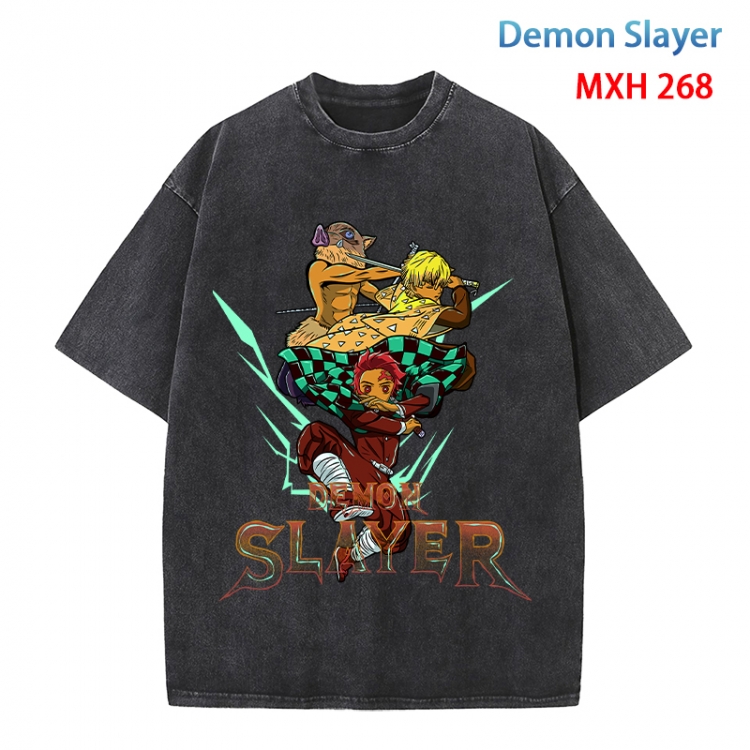 Demon Slayer Kimets Anime peripheral pure cotton washed and worn T-shirt from S to 4XL MXH 268