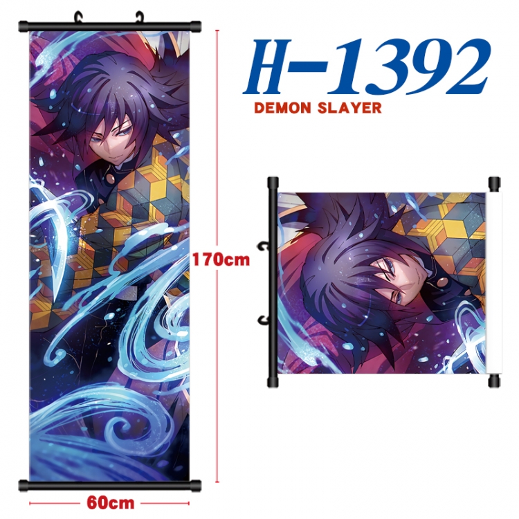 Demon Slayer Kimets Black plastic rod cloth hanging canvas painting Wall Scroll 60x170cm H-1392A