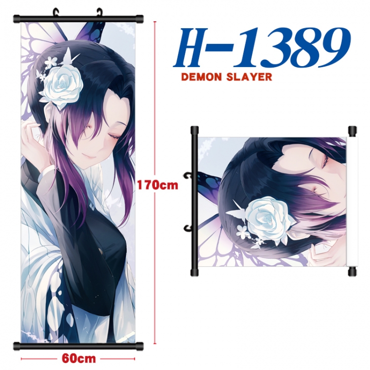 Demon Slayer Kimets Black plastic rod cloth hanging canvas painting Wall Scroll 60x170cm  H-1389A