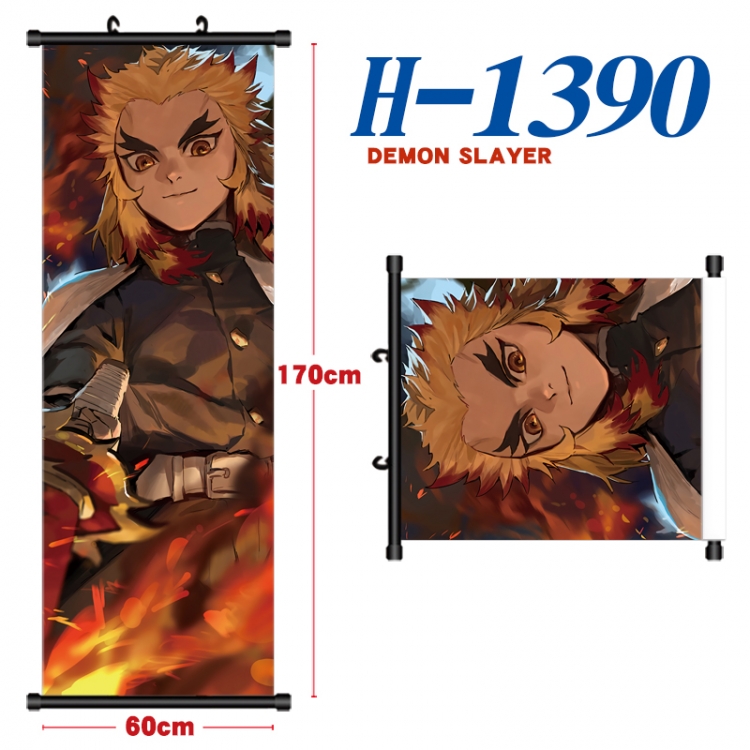 Demon Slayer Kimets Black plastic rod cloth hanging canvas painting Wall Scroll 60x170cm H-1390A