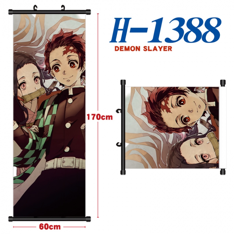 Demon Slayer Kimets Black plastic rod cloth hanging canvas painting Wall Scroll 60x170cm H-1388A