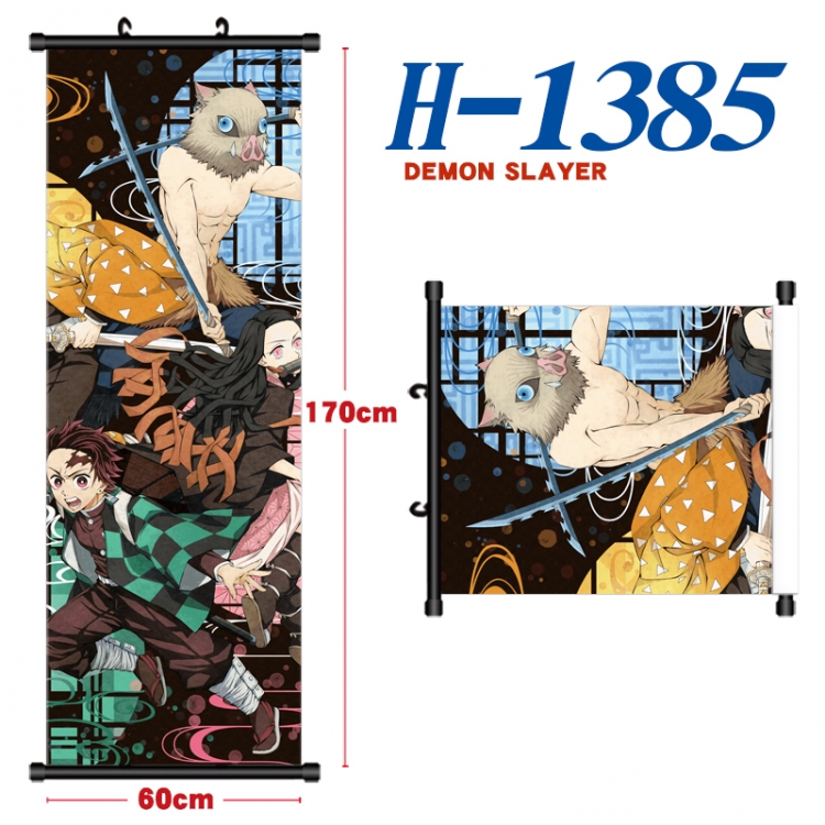 Demon Slayer Kimets Black plastic rod cloth hanging canvas painting Wall Scroll 60x170cm  H-1385A