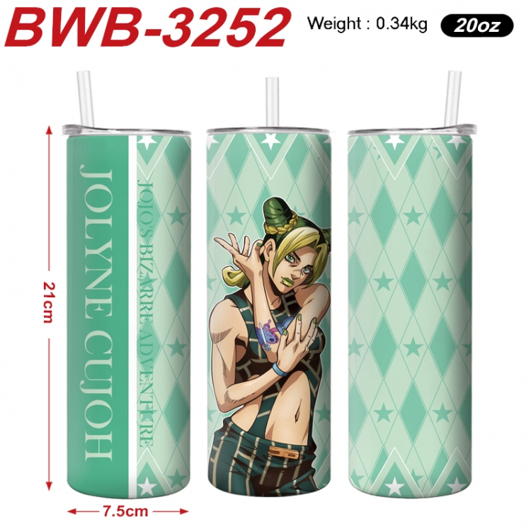 JoJos Bizarre Adventure Anime printing insulation cup straw cup 21X7.5CM  BWB-3252A