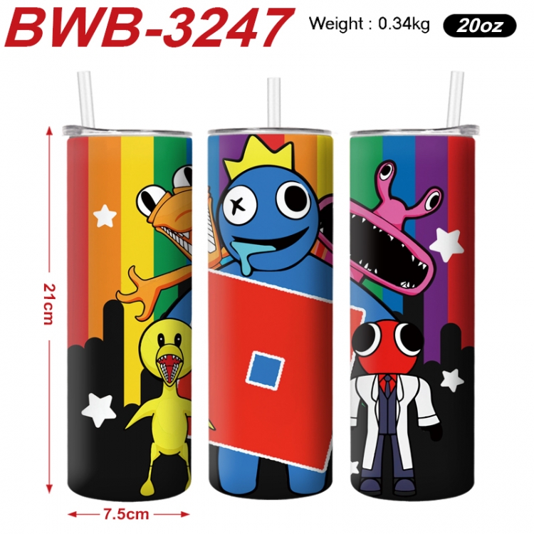 Rainbow Friend Anime printing insulation cup straw cup 21X7.5CM BWB-3247A