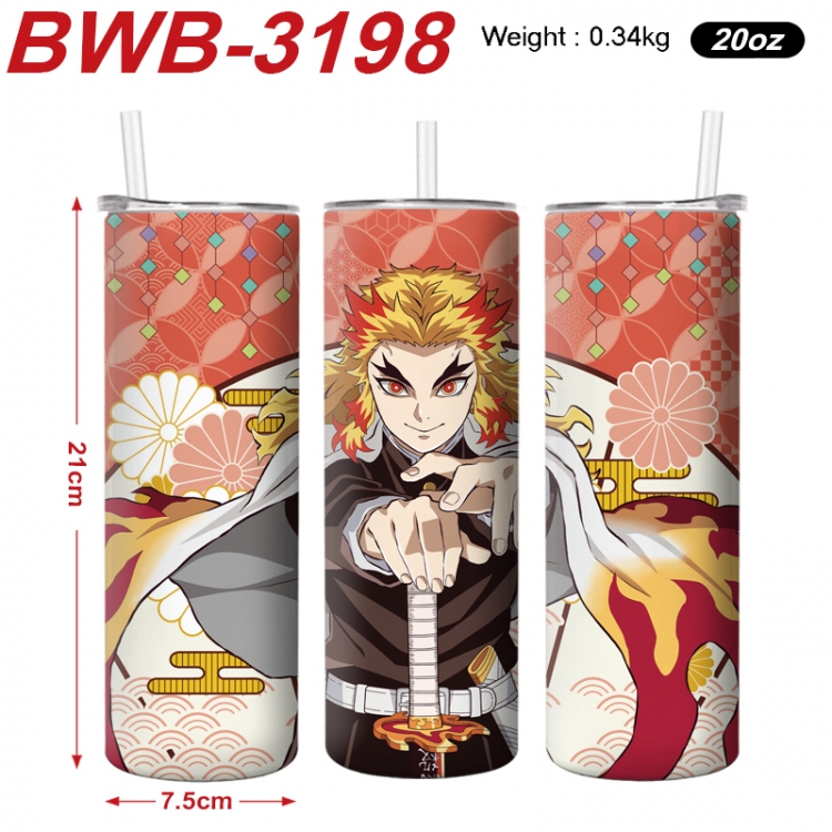 Demon Slayer Kimets Anime printing insulation cup straw cup 21X7.5CM BWB-3198