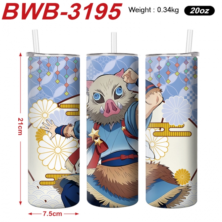 Demon Slayer Kimets Anime printing insulation cup straw cup 21X7.5CM BWB-3195A