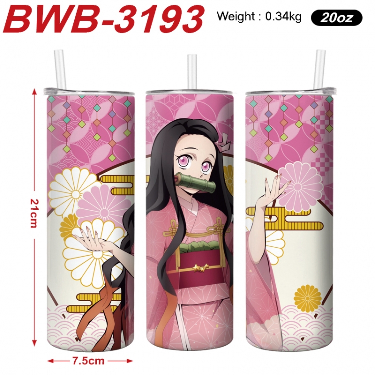 Demon Slayer Kimets Anime printing insulation cup straw cup 21X7.5CM BWB-3193A