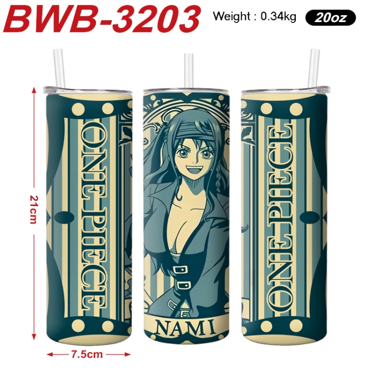 One Piece Anime printing insulation cup straw cup 21X7.5CM BWB-3203A