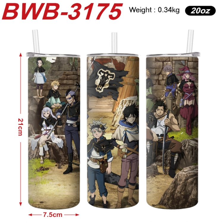 Black clover Anime printing insulation cup straw cup 21X7.5CM BWB-3175A