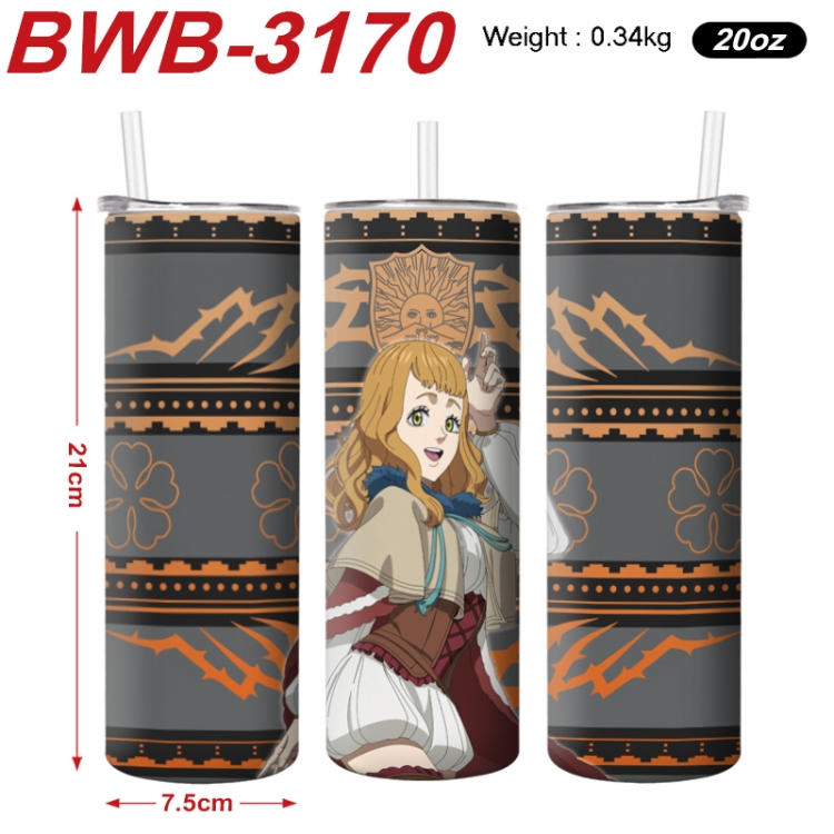 Black clover Anime printing insulation cup straw cup 21X7.5CM BWB-3170A