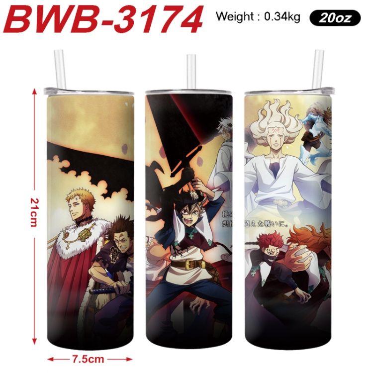 Black clover Anime printing insulation cup straw cup 21X7.5CM BWB-3174A