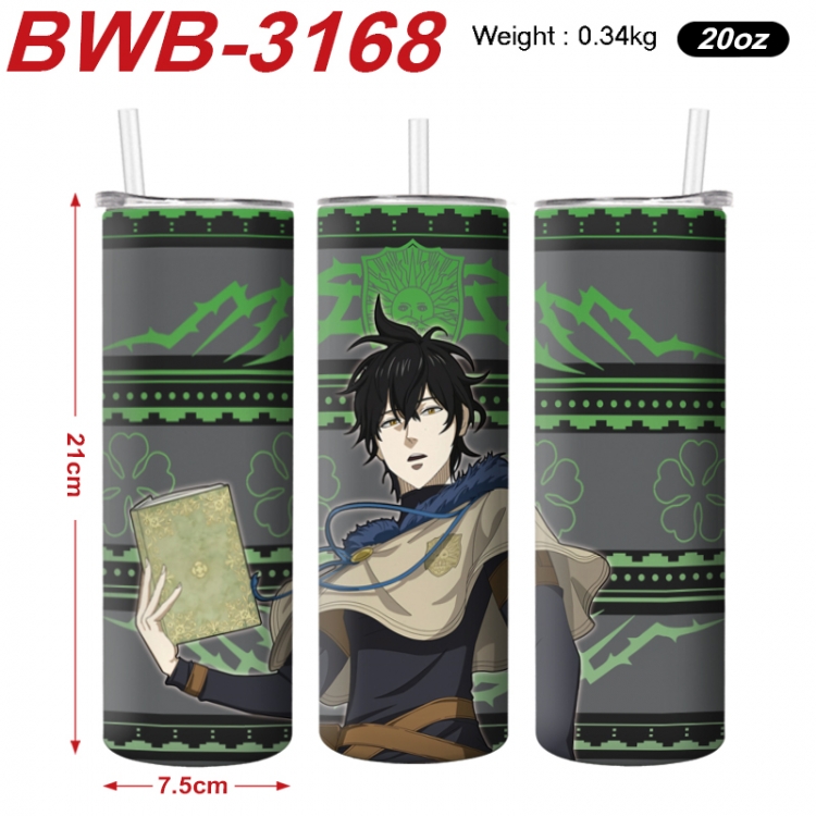Black clover Anime printing insulation cup straw cup 21X7.5CM BWB-3168A