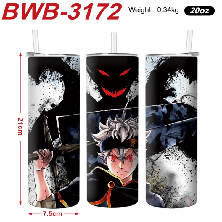 Black clover Anime printing insulation cup straw cup 21X7.5CM BWB-3172A