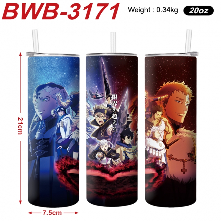 Black clover Anime printing insulation cup straw cup 21X7.5CM BWB-3171A