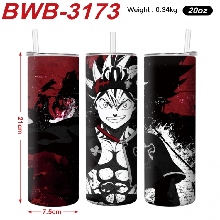 Black clover Anime printing insulation cup straw cup 21X7.5CM BWB-3173A