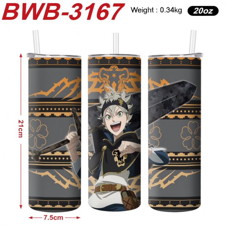 Black clover Anime printing insulation cup straw cup 21X7.5CM BWB-3167A